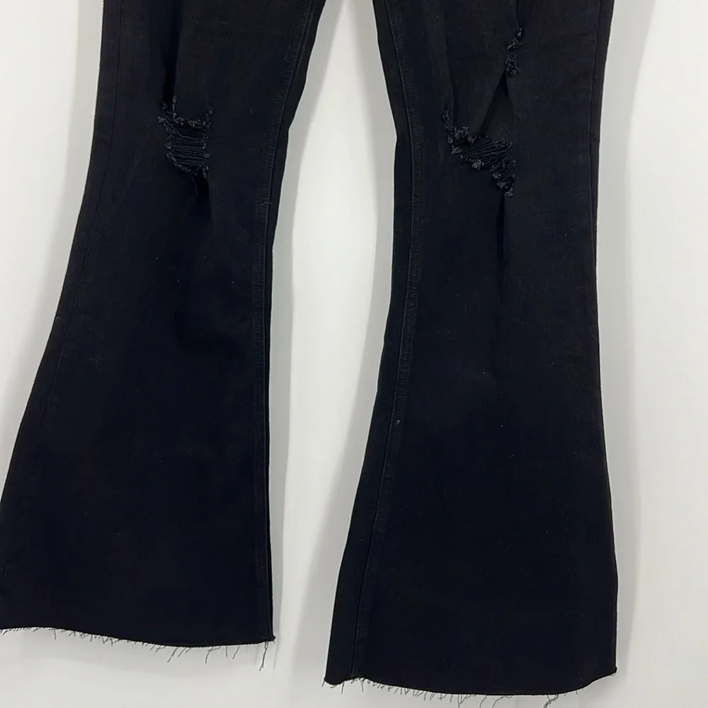 Vervet High Rise Super Flare Distressed Raw Hem VERVET by Flying Monkey Jeans 32
